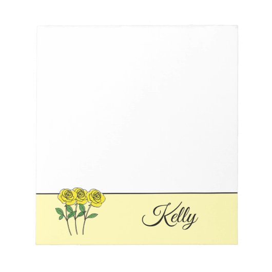 Whimsical Hand Drawn Yellow Roses Notitieblok (Voorkant)