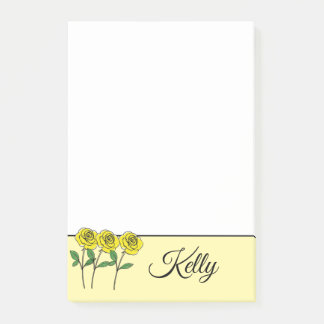 Whimsical Hand Drawn Yellow Roses Post-it® Notes