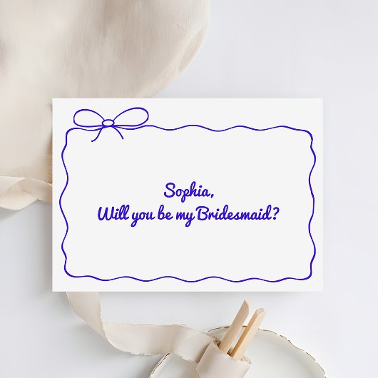 Whimsical Hand Drawn You Will Be My Bridesmaid Kaart