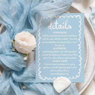 Whimsical Hand Geïllustreerd Dusk Blauw Wit Lijst Informatiekaartje