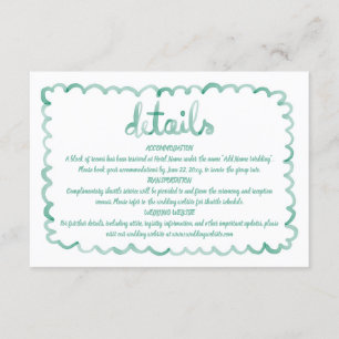 Whimsical Hand geïllustreerd groen Lijst Details Informatiekaartje