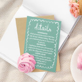 Whimsical Hand Geïllustreerd Olijfgroen Wit Lijst Informatiekaartje