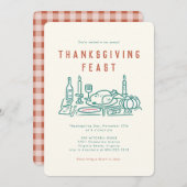 Whimsical Hand Geïllustreerd Thanksgiving Diner Kaart (Voorkant / Achterkant)