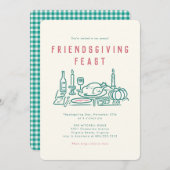 Whimsical Hand Geïllustreerd Vriendschap Diner Kaart (Voorkant / Achterkant)