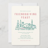 Whimsical Hand Geïllustreerd Vriendschap Diner Kaart (Voorkant)