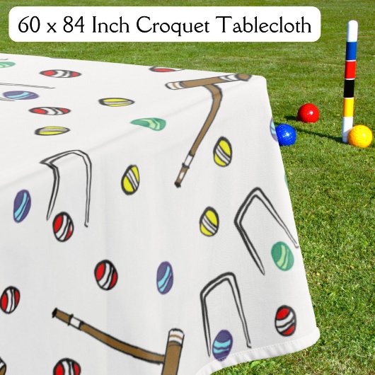 Whimsical Hand-geïllustreerde Croquet  picknick Tafelkleed