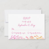 Whimsical Hand Geïllustreerde Groene Lijst RSVP-Ka RSVP Kaartje (Voorkant)