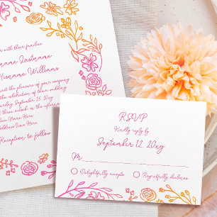 Whimsical Hand Geïllustreerde Groene Lijst RSVP-Ka RSVP Kaartje