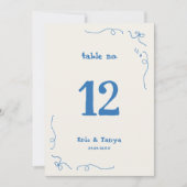 Whimsical Hand getekend 5x7 Trouwtafel Nummer Teke Kaart (Voorkant)