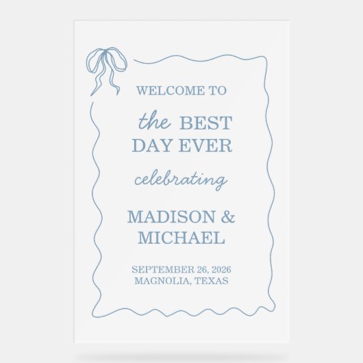 Whimsical Hand getekend blauw geïllustreerde bruil Acryl Bord (Voorkant)