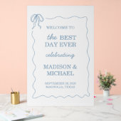 Whimsical Hand getekend blauw geïllustreerde bruil Acryl Bord (Huwelijk)