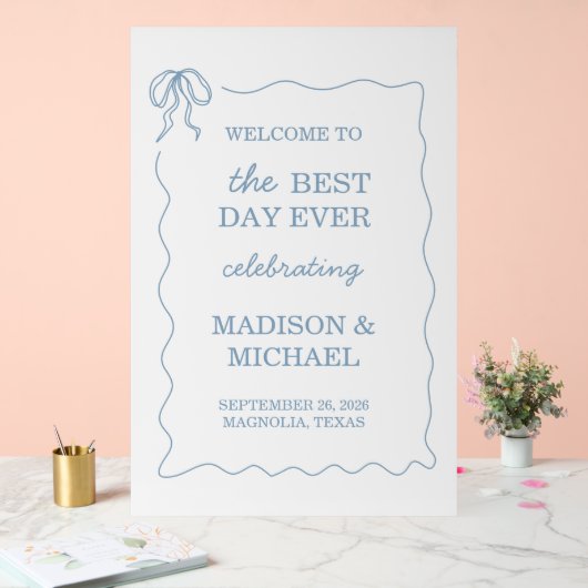 Whimsical Hand getekend blauw geïllustreerde bruil Acryl Bord (Huwelijk)