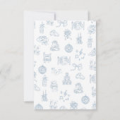 Whimsical Hand getekend blauw geïllustreerde bruil Bedankkaart (Achterkant)