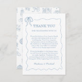 Whimsical Hand getekend blauw geïllustreerde bruil Bedankkaart (Voorkant / Achterkant)