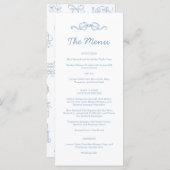 Whimsical Hand getekend blauw geïllustreerde bruil Menu (Voorkant / Achterkant)