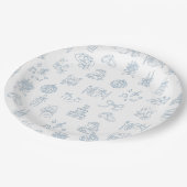 Whimsical Hand getekend blauw geïllustreerde bruil Papieren Bordje (Gekanteld)