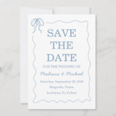 Whimsical Hand getekend blauw geïllustreerde bruil Save The Date (Voorkant)