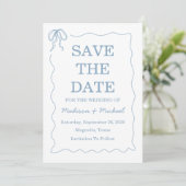 Whimsical Hand getekend blauw geïllustreerde bruil Save The Date (Staand voorkant)