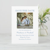 Whimsical Hand getekend blauw geïllustreerde bruil Save The Date (Staand voorkant)