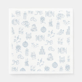 Whimsical Hand getekend blauw geïllustreerde bruil Servet