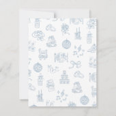 Whimsical Hand getekend Blauw geïllustreerde QR-co RSVP Kaartje (Achterkant)