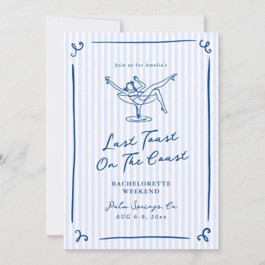 Whimsical Hand getekend blauw laatste toast weeken Kaart (Voorkant)