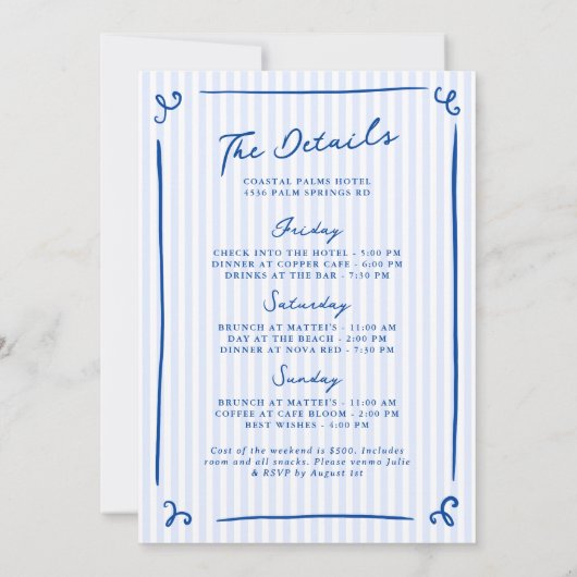 Whimsical Hand getekend blauw laatste toast weeken Kaart (Achterkant)