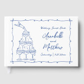 Whimsical Hand getekend Blauwe bruiloft Gastenboek (Voorkant)