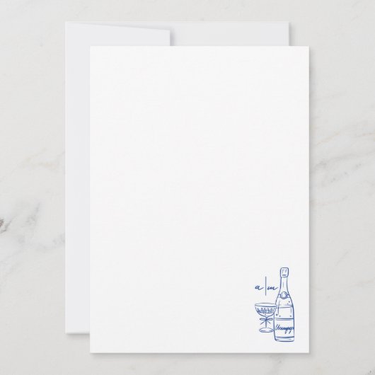 Whimsical Hand getekend Blauwe bruiloft Save The Date (Achterkant)