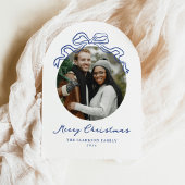 Whimsical Hand getekend Blue Bow Holiday Kerstmis Acryl Uitnodigingen