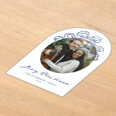 Whimsical Hand getekend Blue Bow Holiday Kerstmis Acryl Uitnodigingen (Laagn)