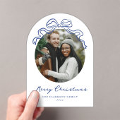 Whimsical Hand getekend Blue Bow Holiday Kerstmis Acryl Uitnodigingen (Insitu (Draagbaar))