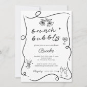 Whimsical Hand getekend Brunch & Bubbly Vrijgezell Kaart (Voorkant)