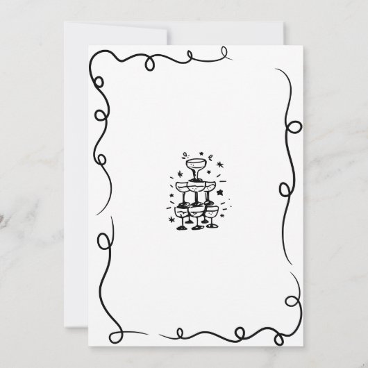 Whimsical Hand getekend Brunch & Bubbly Vrijgezell Kaart (Achterkant)