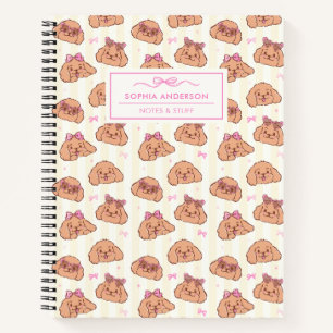 Whimsical Hand Getekend Cute Hondengezicht & Strik Notitieboek