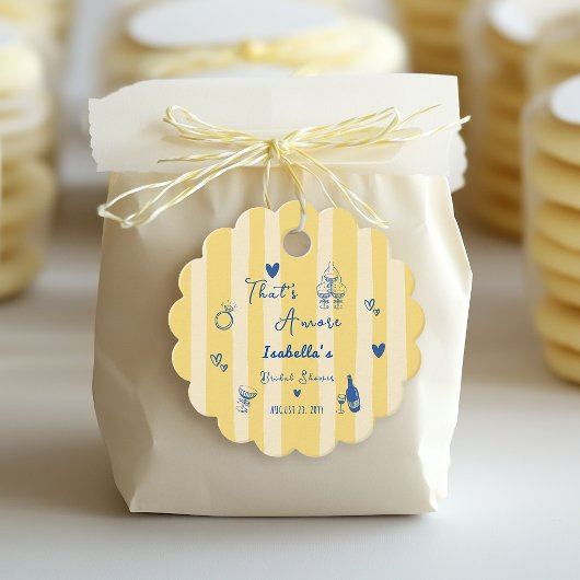 Whimsical Hand Getekend Dat is Amore Bruidsuitnodi Bedankjes Labels