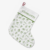 Whimsical Hand Getekend Doodle Groen Grote Kerstsok (Voorkant (Hangend))