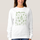 Whimsical Hand Getekend Doodle Groen Trui (Voorkant)