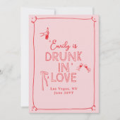 Whimsical hand getekend drink in liefde bacheloret kaart (Voorkant)