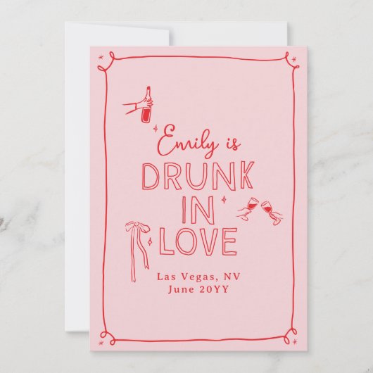 Whimsical hand getekend drink in liefde bacheloret kaart (Voorkant)