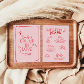 Whimsical hand getekend drink in liefde bacheloret kaart