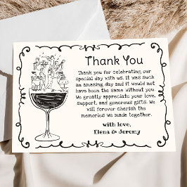 Whimsical Hand getekend eigenzinnige bruiloft beda Bedankkaart