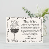 Whimsical Hand getekend eigenzinnige bruiloft beda Bedankkaart (Staand voorkant)