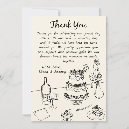 Whimsical Hand getekend eigenzinnige bruiloft beda Bedankkaart (Voorkant)