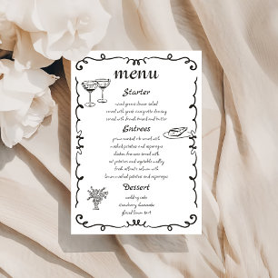 Whimsical Hand getekend eigenzinnige bruiloft menu