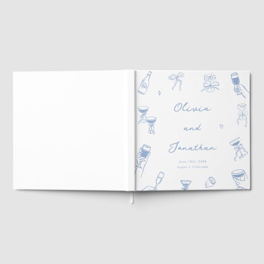 Whimsical Hand getekend Eigenzinnige Dusty Blue We Gastenboek (Volledig)