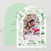 Whimsical hand getekend Foto Merry Christmas Arch Kaart (Voorkant / Achterkant)