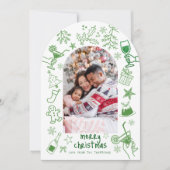 Whimsical hand getekend Foto Merry Christmas Arch Kaart (Voorkant)