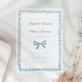 Whimsical Hand getekend Franse Blauwe Elopement br Kaart