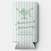 Whimsical Hand getekend Green Martinis & Huwelijk Seltzer Blikjeskoeler (Achterkant)